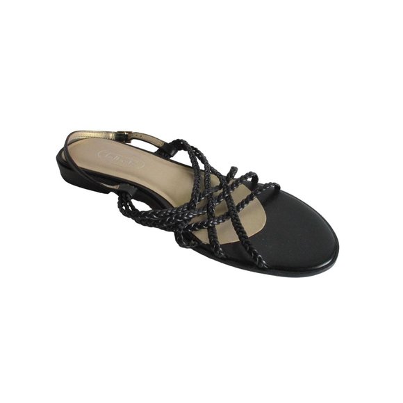*Talbots Black Sandal Open Toe Braided Vamp Slingback - Size 6.5B - Picture 1 of 7